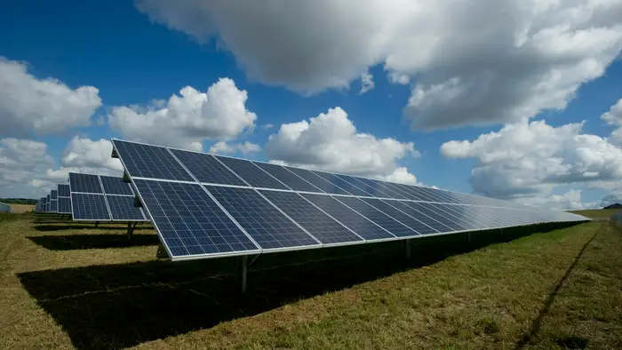 Solar panels catching sunlight in space